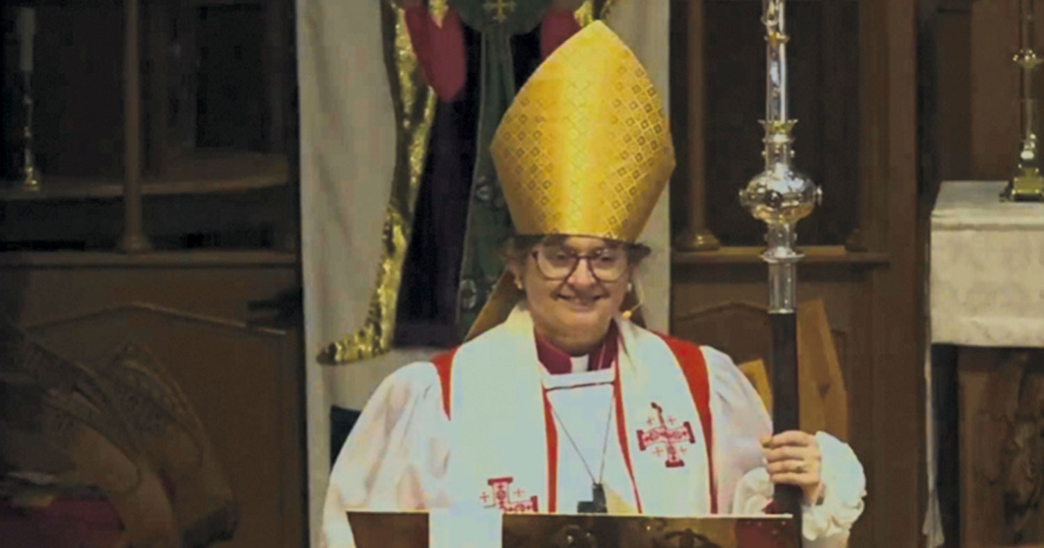 Archbishop Lynne McNaughton presiding at the Christmas Zoom Service at St Michael and All Angels Cathedral, Kelowna