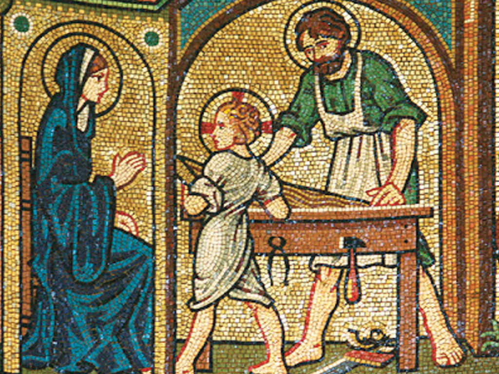 Holy Family Mosaic — Mary, Jesus, and Joseph the carpenter